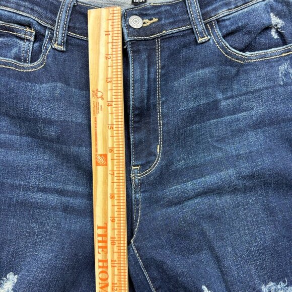 Judy Blue Straight Fit Distressed Jeans Dark Wash Women’s Size 13/31 - Picture 8 of 11